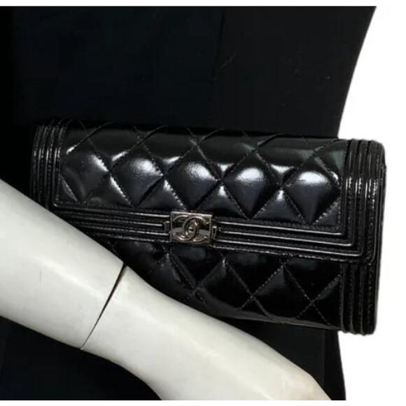 CHANEL Handbags - 💎✨BEAUTIFUL✨💎 Authentic Chanel Quilted Glazed Aged Long Boy Flap Black Wallet